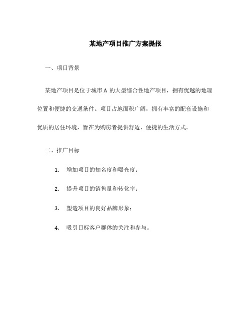 某地产项目推广方案提报