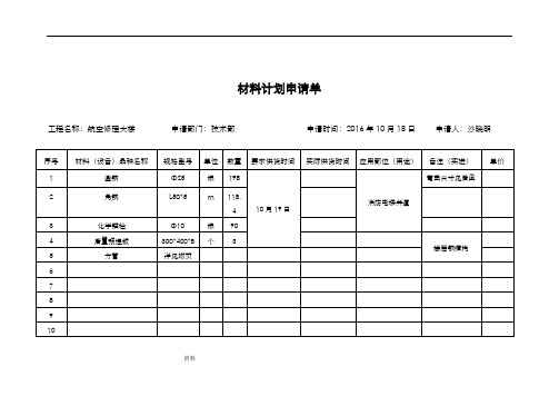 材料计划申请单