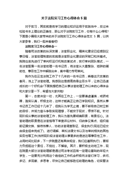 关于法院实习工作心得体会范文5篇