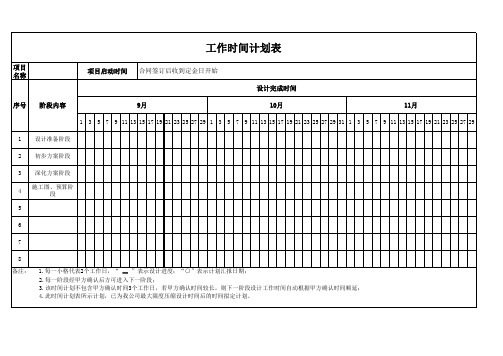 项目设计时间计划表 