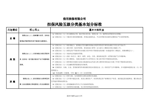 担保风险五级分类基本划分标准