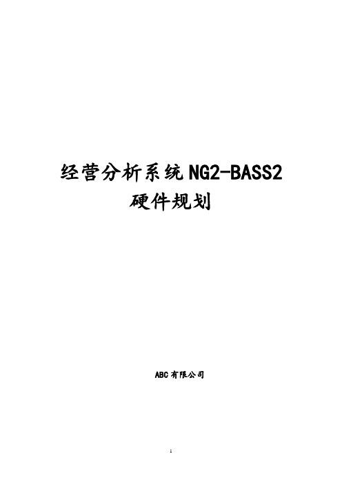 经营分析系统建设NG2-BASS2硬件规划