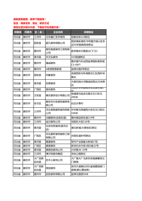 新版河北省廊坊市装修公司企业公司商家户名录单联系方式地址大全946家