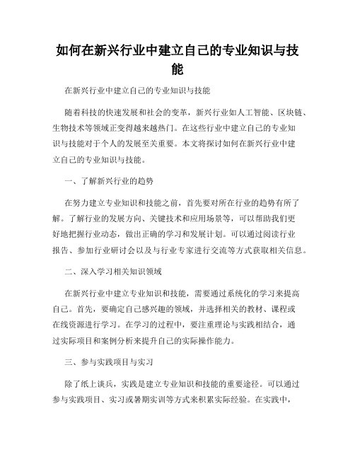 如何在新兴行业中建立自己的专业知识与技能