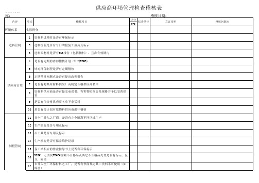 供应商环境管理检查稽核表