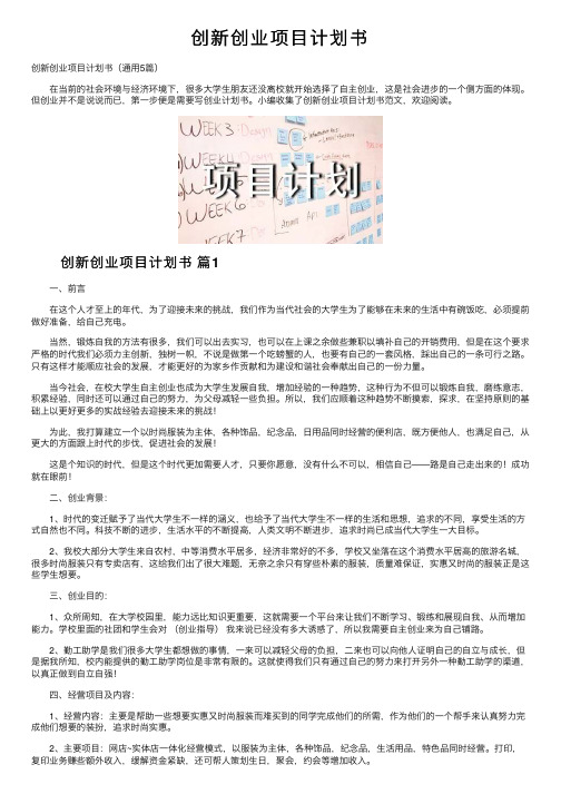 创新创业项目计划书