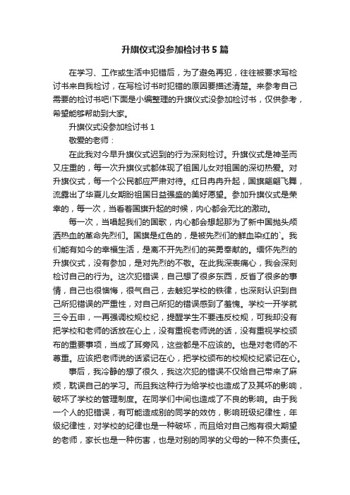 升旗仪式没参加检讨书5篇