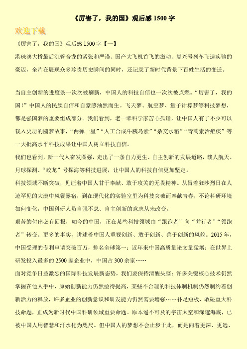 《厉害了,我的国》观后感1500字