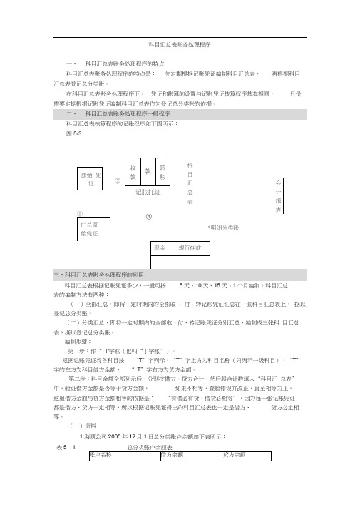 科目汇总表账务处理程序