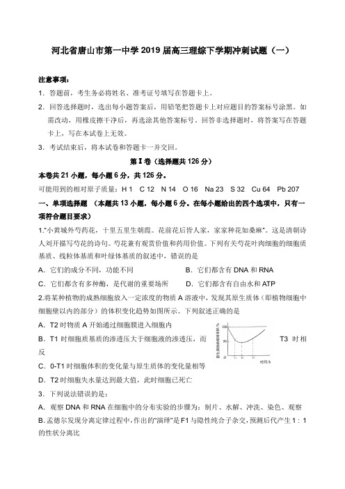 河北省唐山市第一中学2019届高三理综下学期冲刺试卷一【word版】.doc