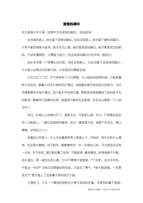 高一状物作文：深深的脚印