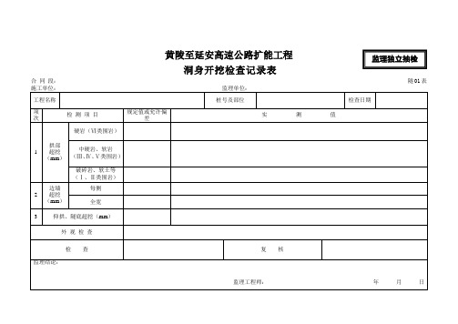 隧道监理用表