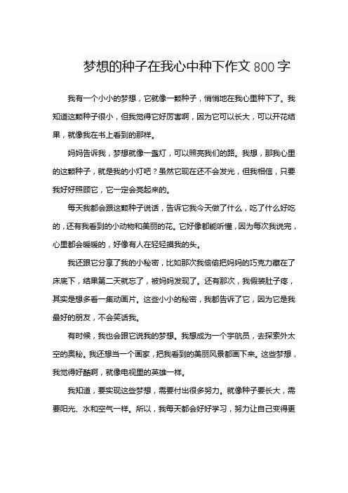 梦想的种子在我心中种下作文800字