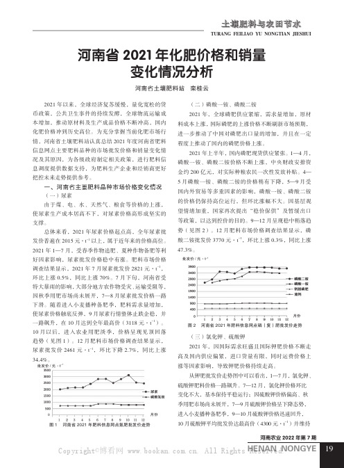 河南省2021年化肥价格和销量变化情况分析