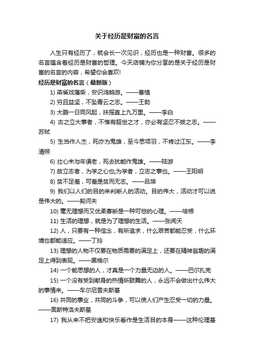 关于经历是财富的名言