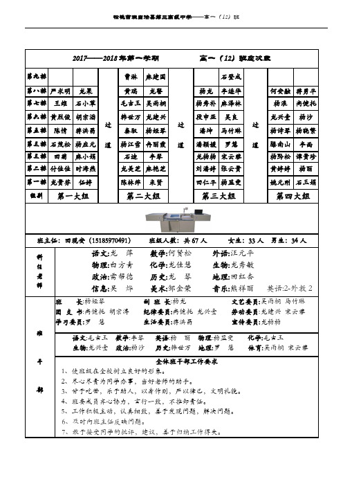 最新最全面的班级座次表