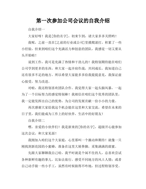 第一次参加公司会议的自我介绍