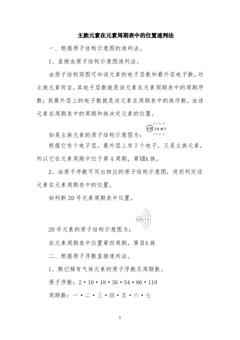 学习技巧：主族元素在元素周期表中的位置速判法