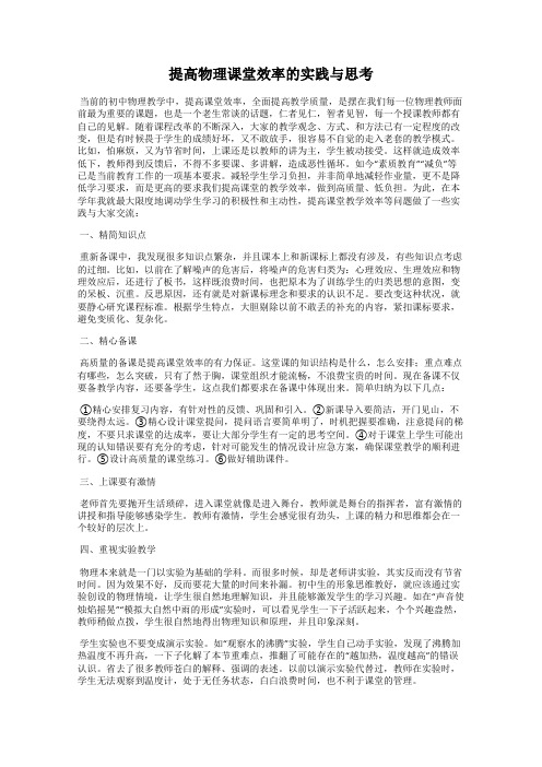 提高物理课堂效率的实践与思考