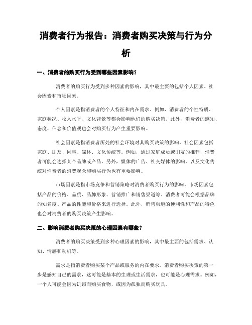 消费者行为报告：消费者购买决策与行为分析