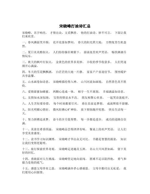 宋晓峰打油诗汇总