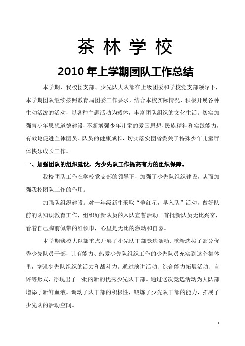 2010年上学期团队工作总结