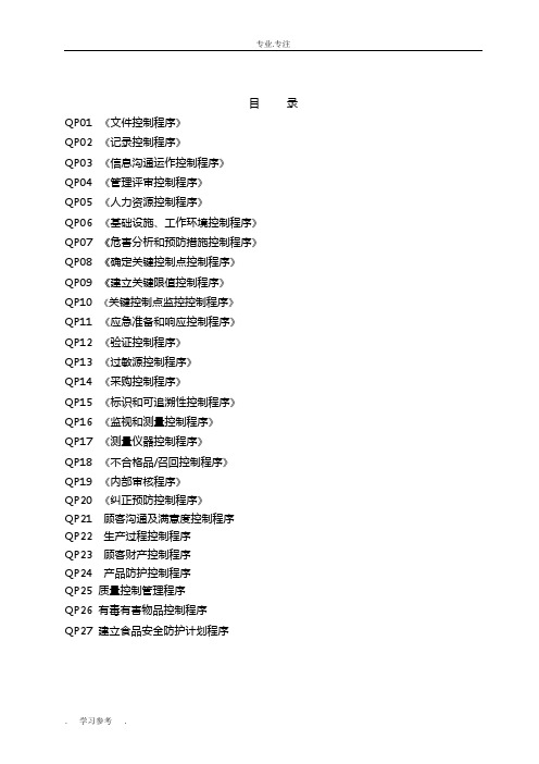ISO体系程序文件总汇