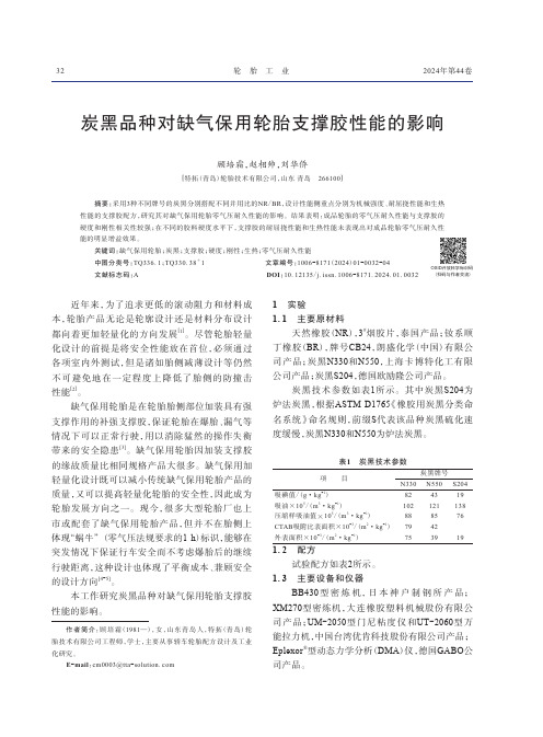 炭黑品种对缺气保用轮胎支撑胶性能的影响