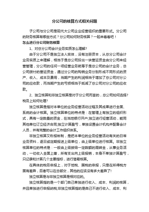 分公司的核算方式相关问题