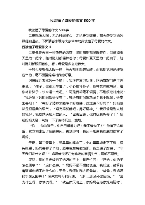 我读懂了母爱的作文500字