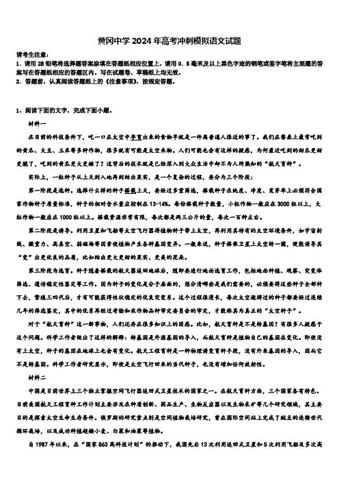 黄冈中学2024年高考冲刺模拟语文试题含解析