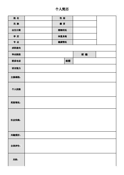 个人简历表格空白版3篇