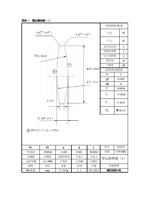 望远镜设计物镜和目镜出图参考