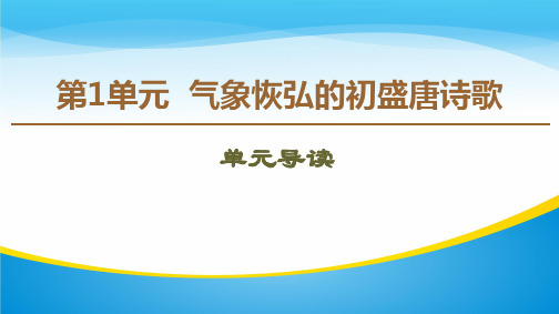 2019-2020学年鲁人版高中语文选修《唐诗宋词选读》(课件+作业)：第1单元 单元导读 (2份打包)