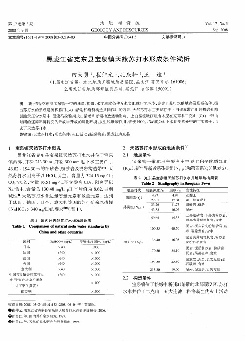 黑龙江省克东县宝泉镇天然苏打水形成条件浅析