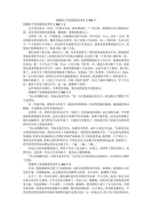 我懂得了坚持随笔优秀作文500字