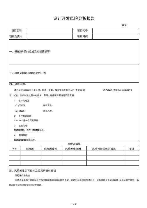 设计开发风险分析报告