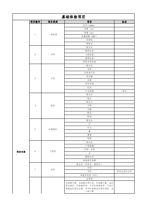 基础体检项目