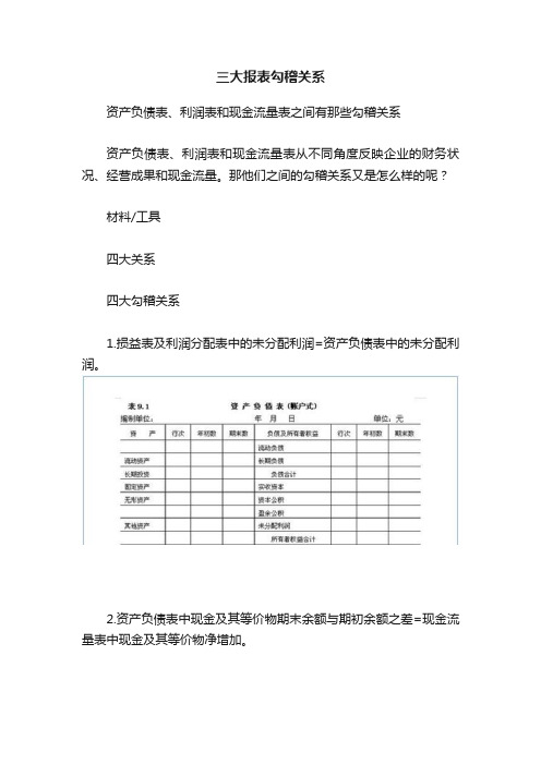 三大报表勾稽关系