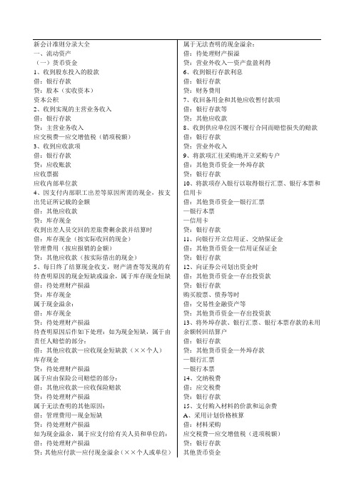 最新会计准则分录大全