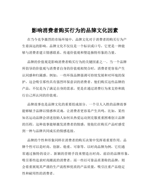 影响消费者购买行为的品牌文化因素