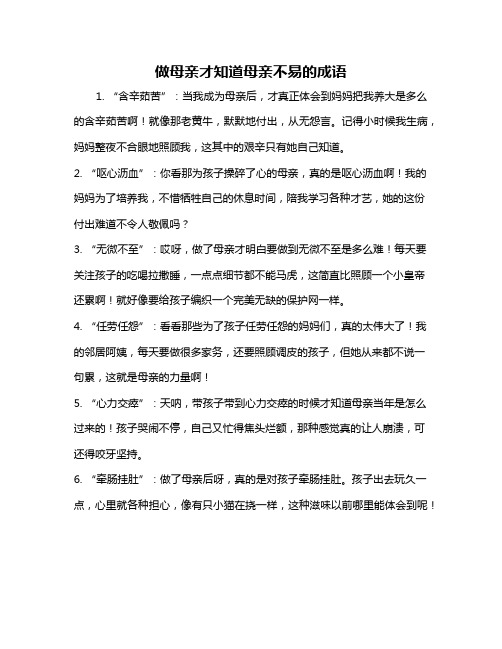 做母亲才知道母亲不易的成语