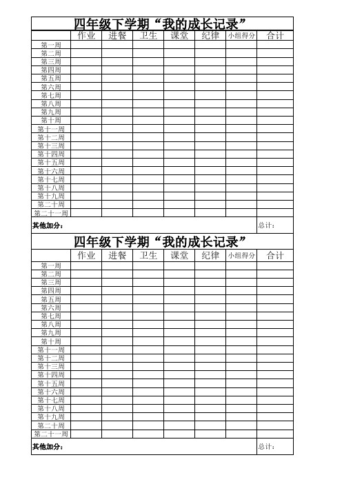 四年级下学期“我的成长记录”