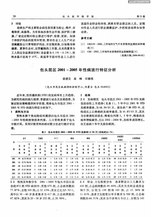 包头昆区2001-2005年性病流行特征分析