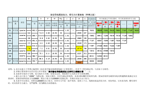 导线展放出口张力、牵引力计算表格