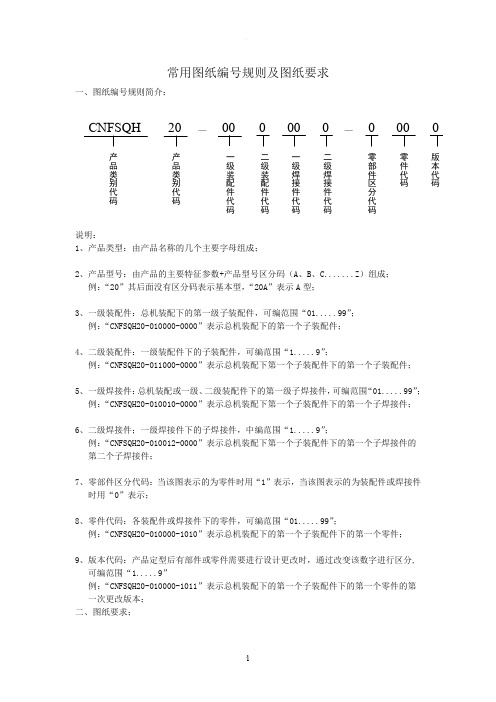 常用图纸编号规则及图纸要求