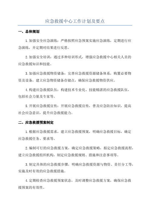 应急救援中心工作计划及要点