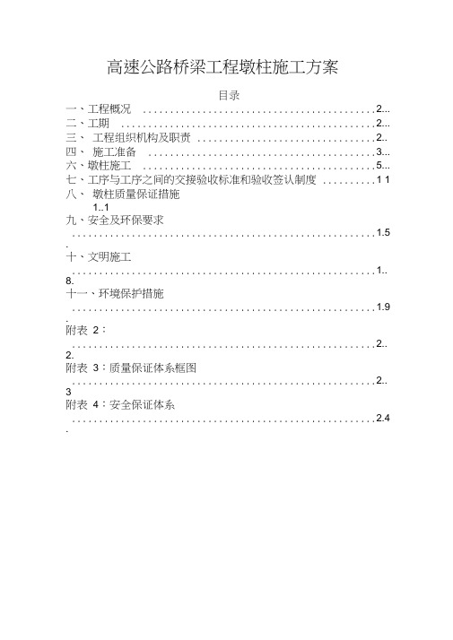 高速公路桥梁工程墩柱施工方案