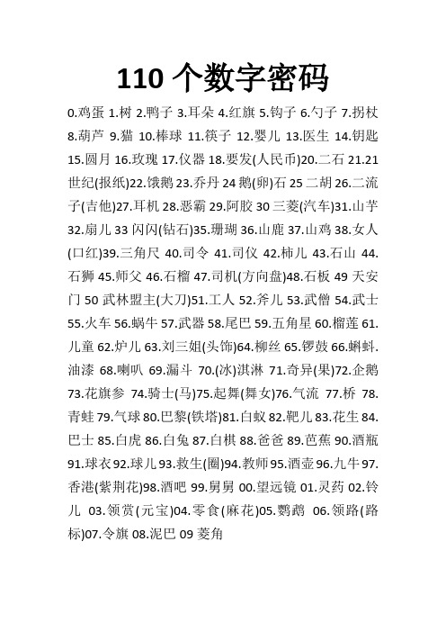 110个数字密码