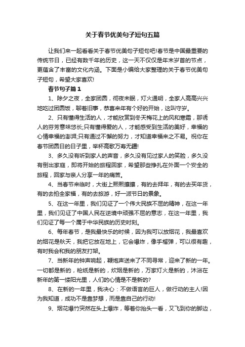 关于春节优美句子短句五篇